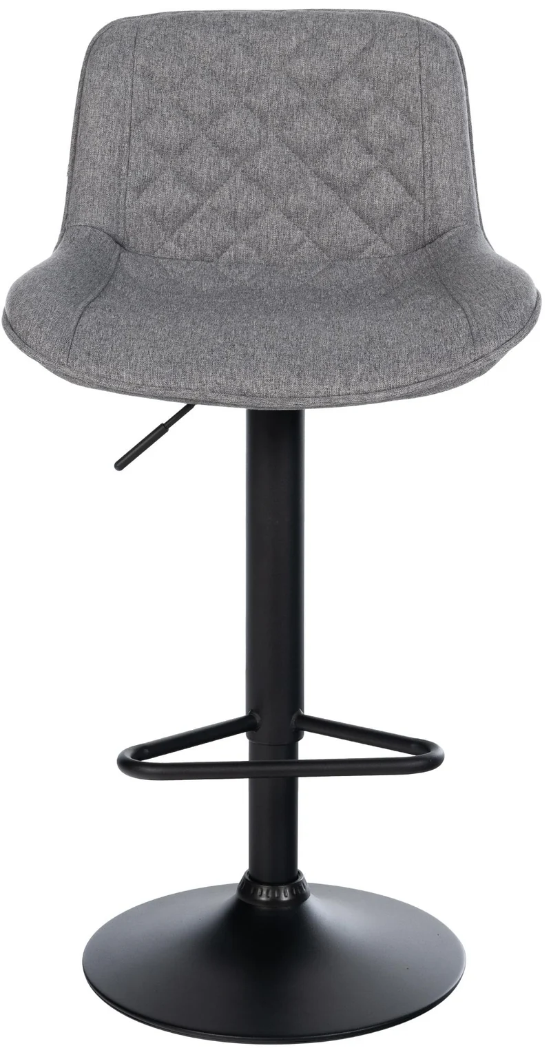 Lot de 2 tabourets de bar repose-pieds hauteur réglable en tissu gris foncé coutures losange cadre métal noir 10_0006159