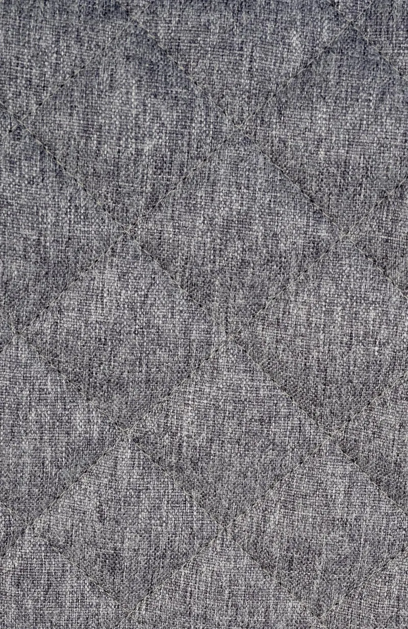 Tabouret de bar x1 repose-pieds hauteur réglable en tissu gris clair coutures losange cadre métal noir 10_0005872