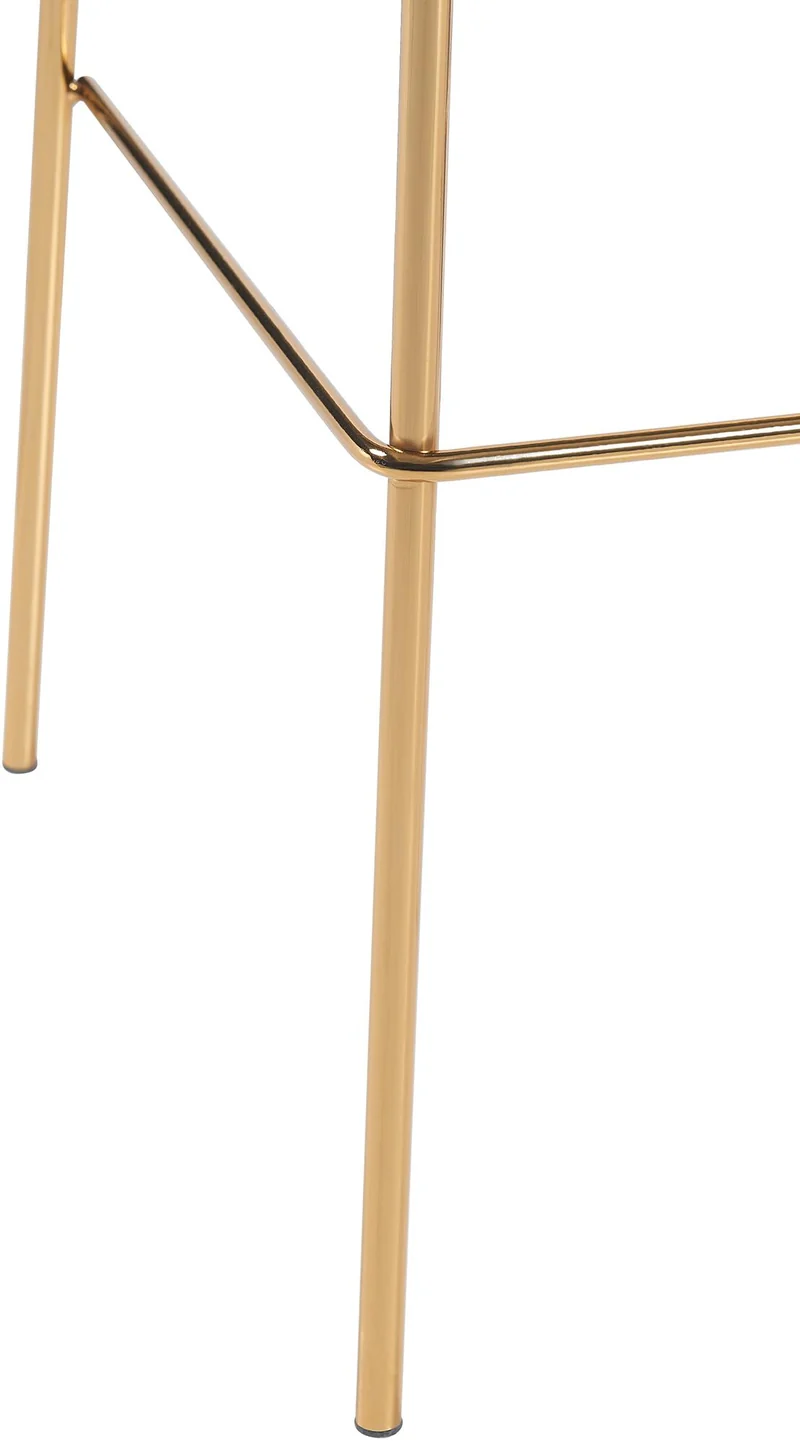 Tabouret de bar x1 en velours crème cadre métallique doré à quatre pieds style chic et moderne 10_0005828