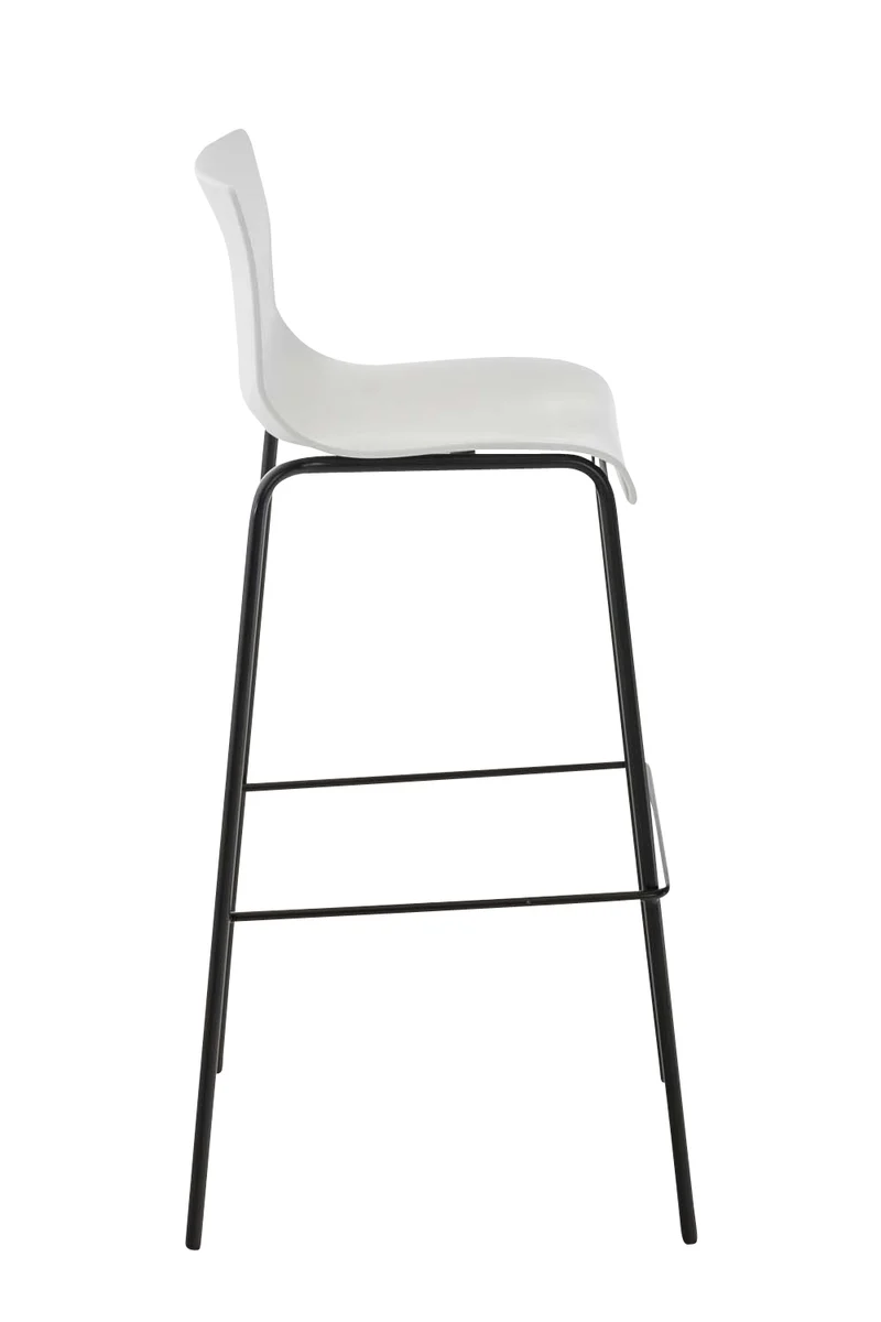 Lot de 2 tabourets de bar en tissu plastique blanc cadre métallique noir à quatre pieds style chic et moderne 10_0005570