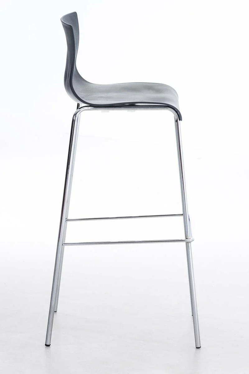 Lot de 2 tabourets de bar en tissu plastique gris cadre métallique chromé à quatre pieds style chic et moderne 10_0005565