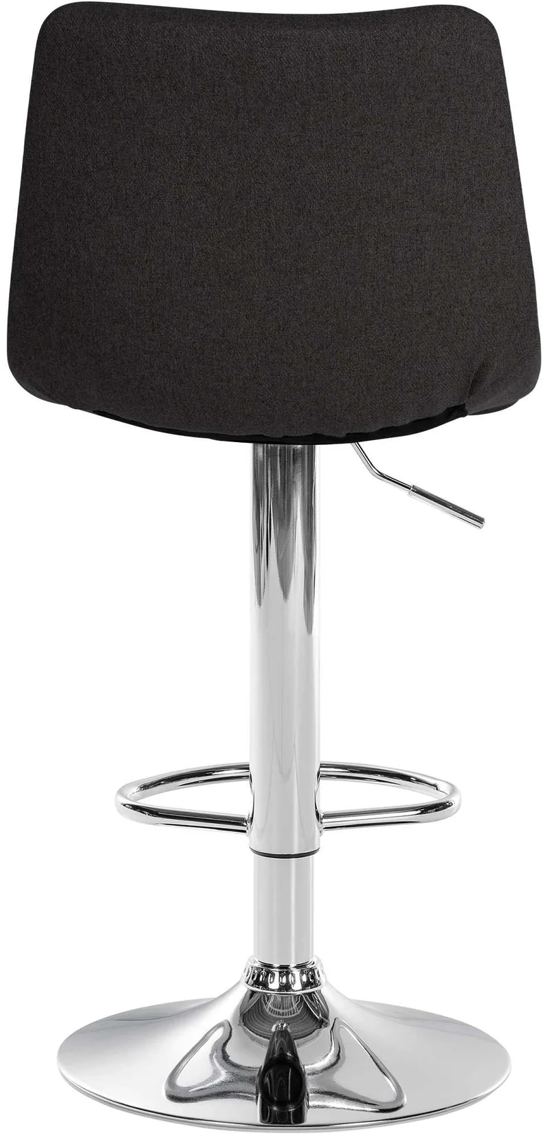 Lot de 2 tabourets de bar moderne en tissu noir motif matelassé piètement trompette métal chromé 10_0005886