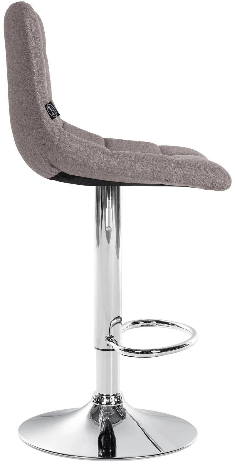 Tabouret de bar x1 moderne en tissu gris motif matelassé piètement trompette métal chromé 10_0005855