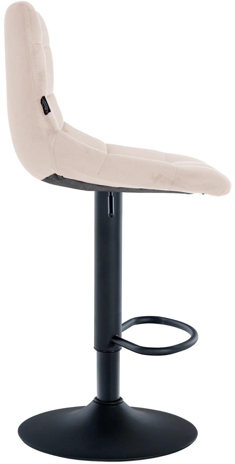 Tabouret de bar x1 moderne en velours crème motif matelassé piètement trompette métal noir 10_0005666