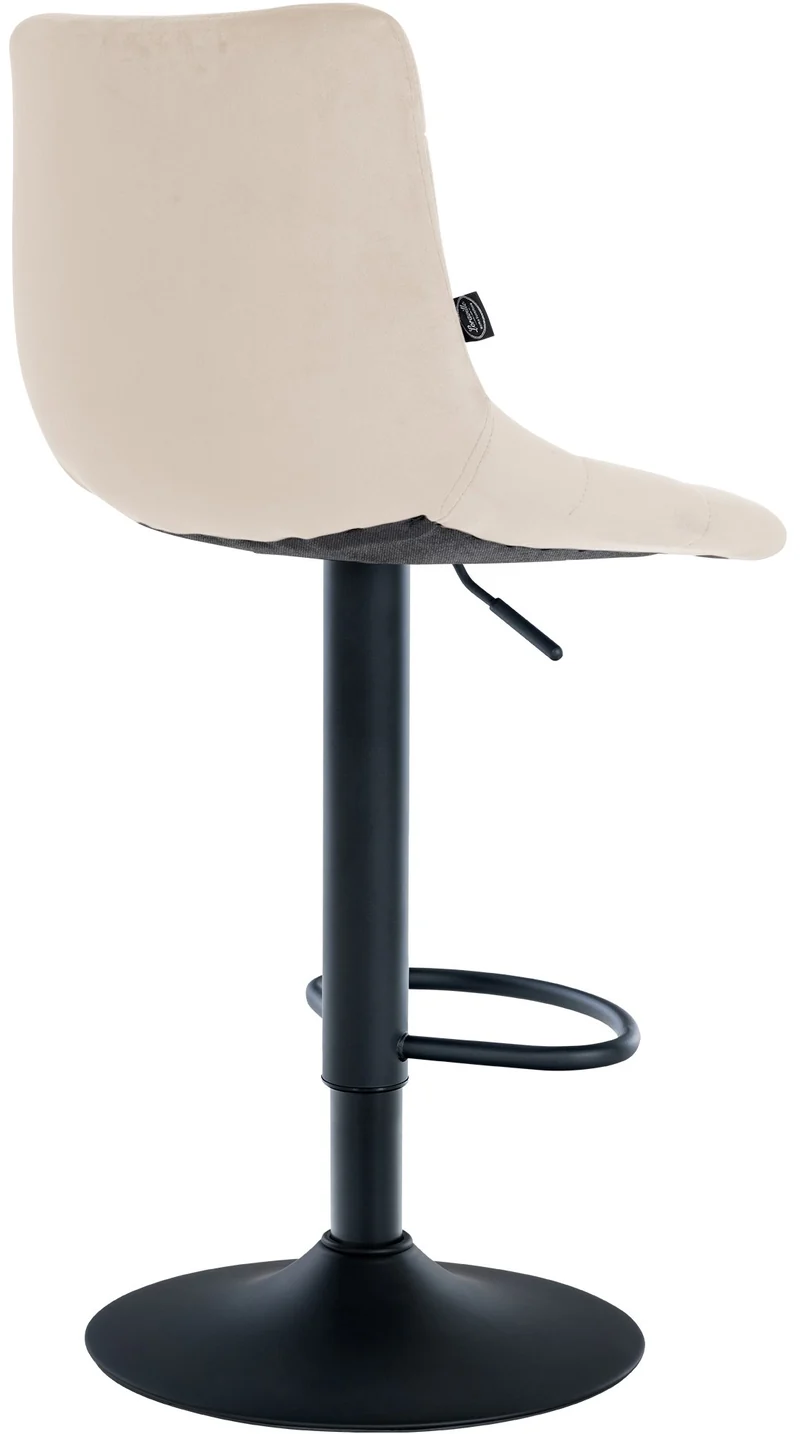 Tabouret de bar x1 moderne en velours noir motif matelassé piètement trompette métal noir 10_0005663