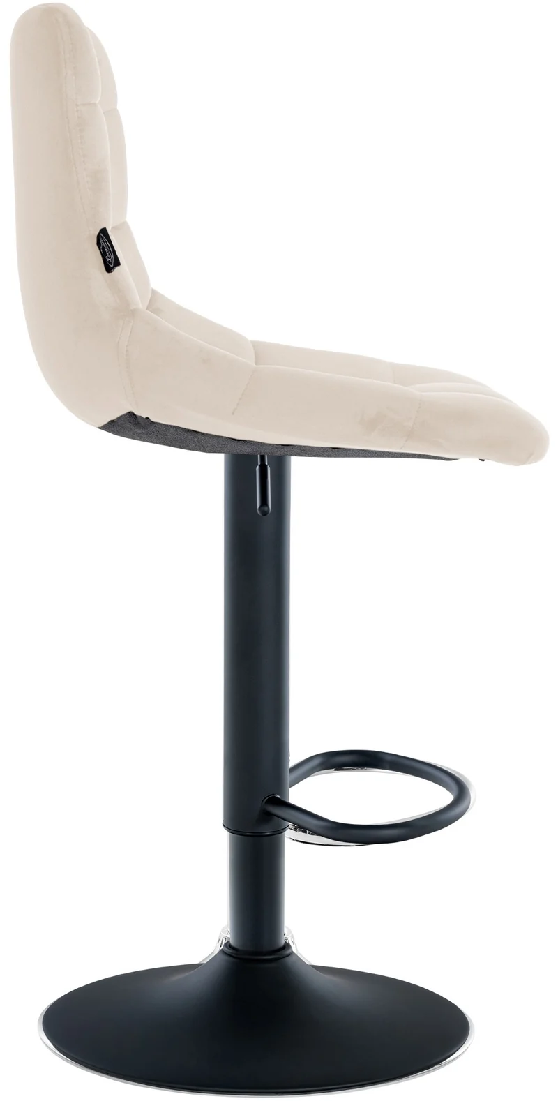 Tabouret de bar x1 moderne en velours noir motif matelassé piètement trompette métal noir 10_0005663