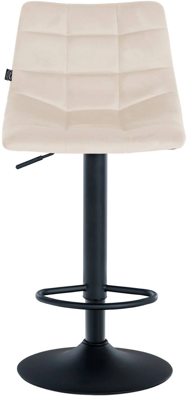 Tabouret de bar x1 moderne en velours noir motif matelassé piètement trompette métal noir 10_0005663