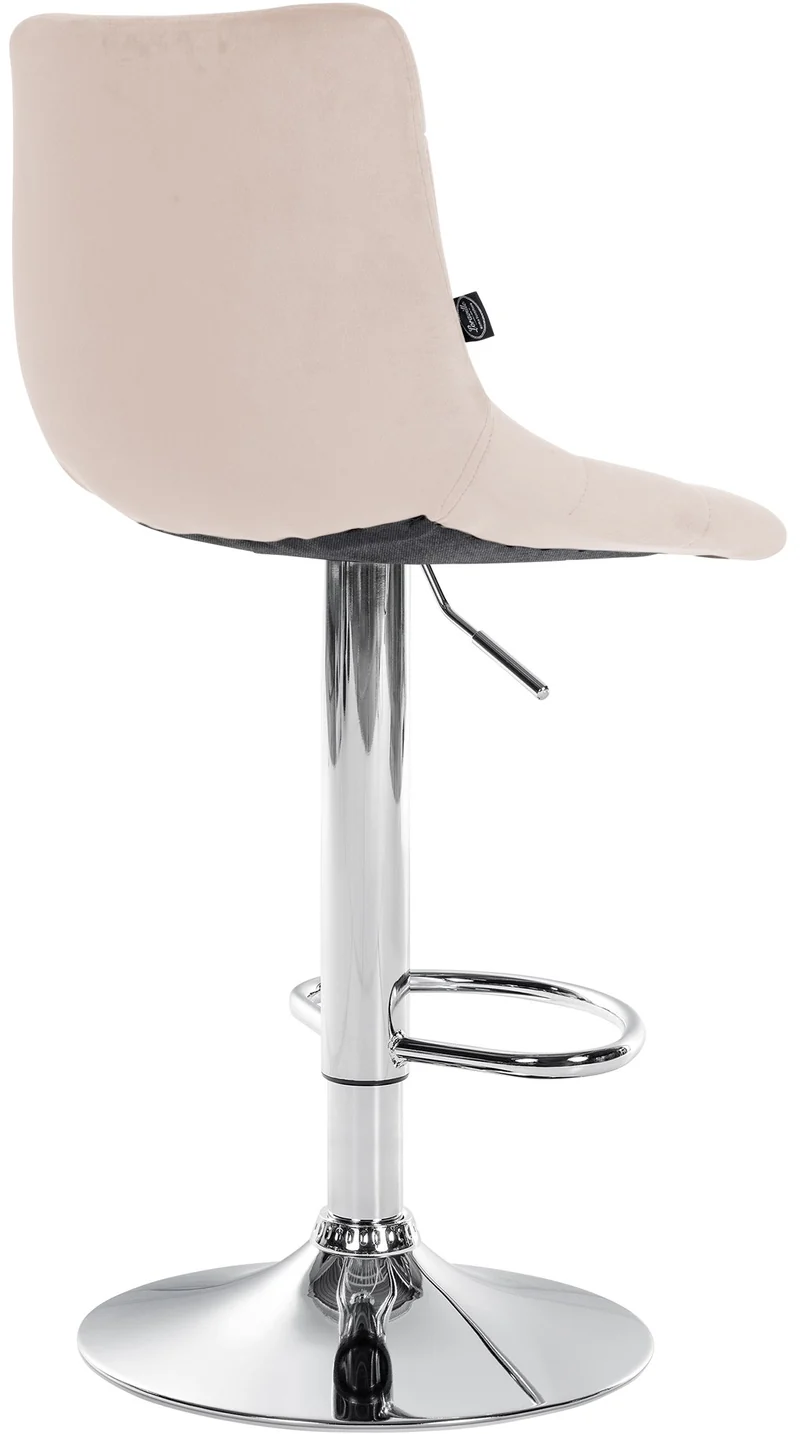 Tabouret de bar x1 moderne en velours crème motif matelassé piètement trompette métal chromé 10_0005660