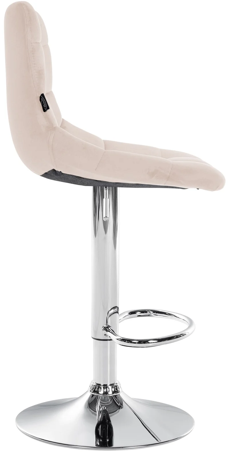 Tabouret de bar x1 moderne en velours crème motif matelassé piètement trompette métal chromé 10_0005660