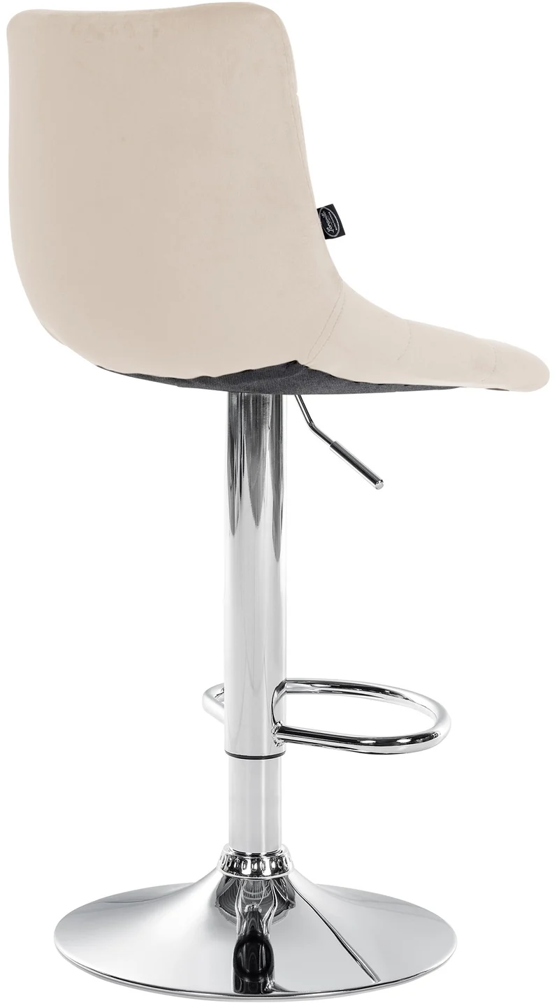 Tabouret de bar x1 moderne en velours crème motif matelassé piètement trompette métal chromé 10_0005657