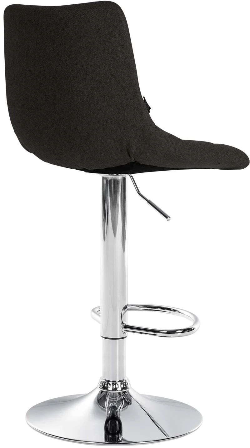 Tabouret de bar x1 moderne en tissu noir motif matelassé piètement trompette métal chromé 10_0005652