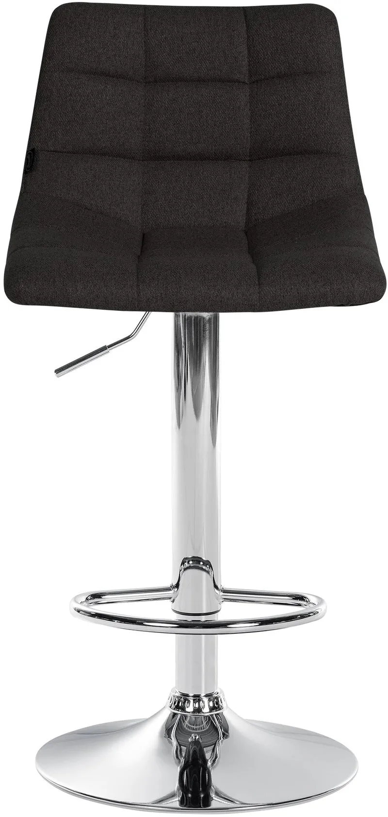 Tabouret de bar x1 moderne en tissu noir motif matelassé piètement trompette métal chromé 10_0005652