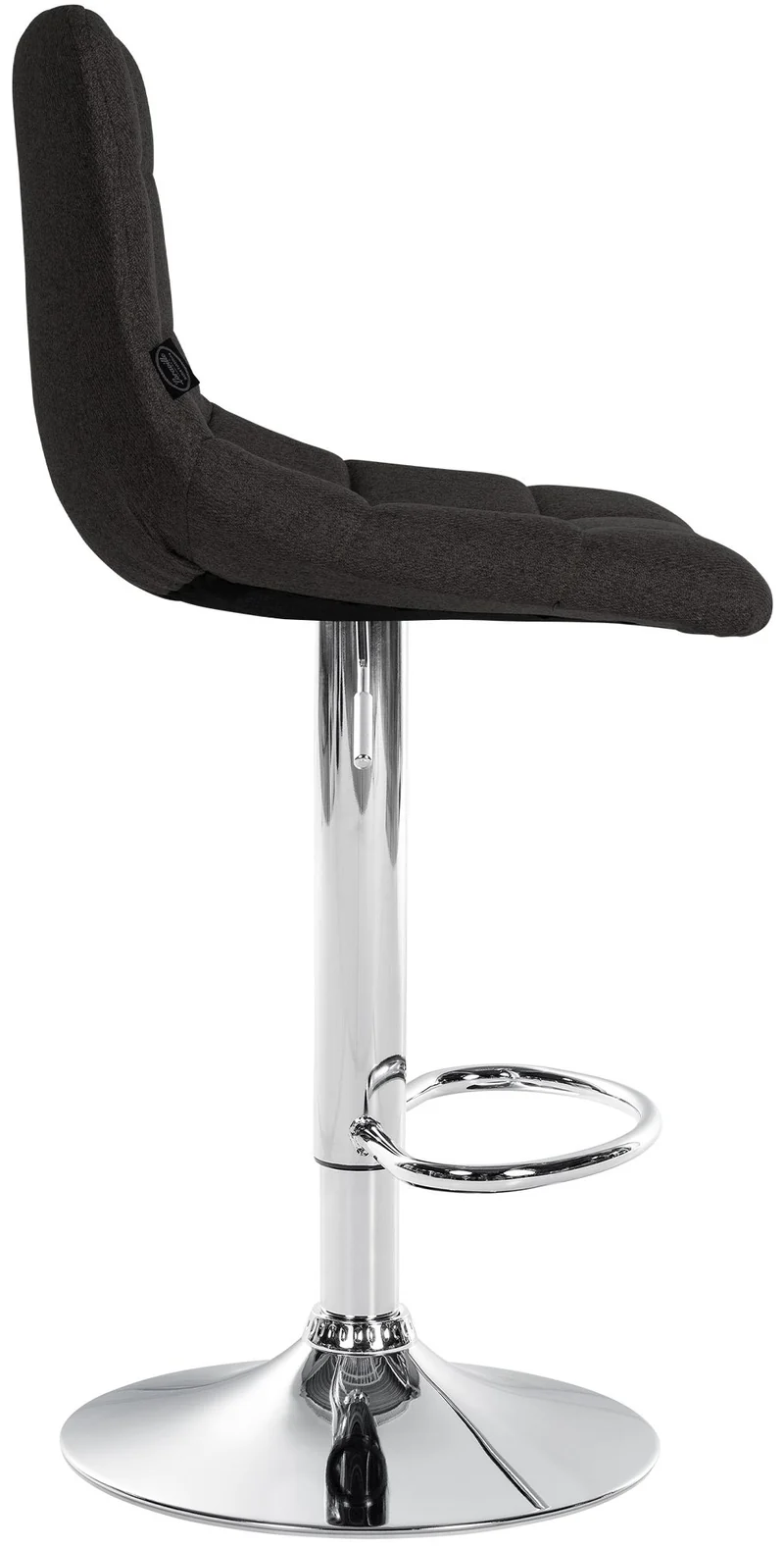 Tabouret de bar x1 moderne en tissu noir motif matelassé piètement trompette métal chromé 10_0005652