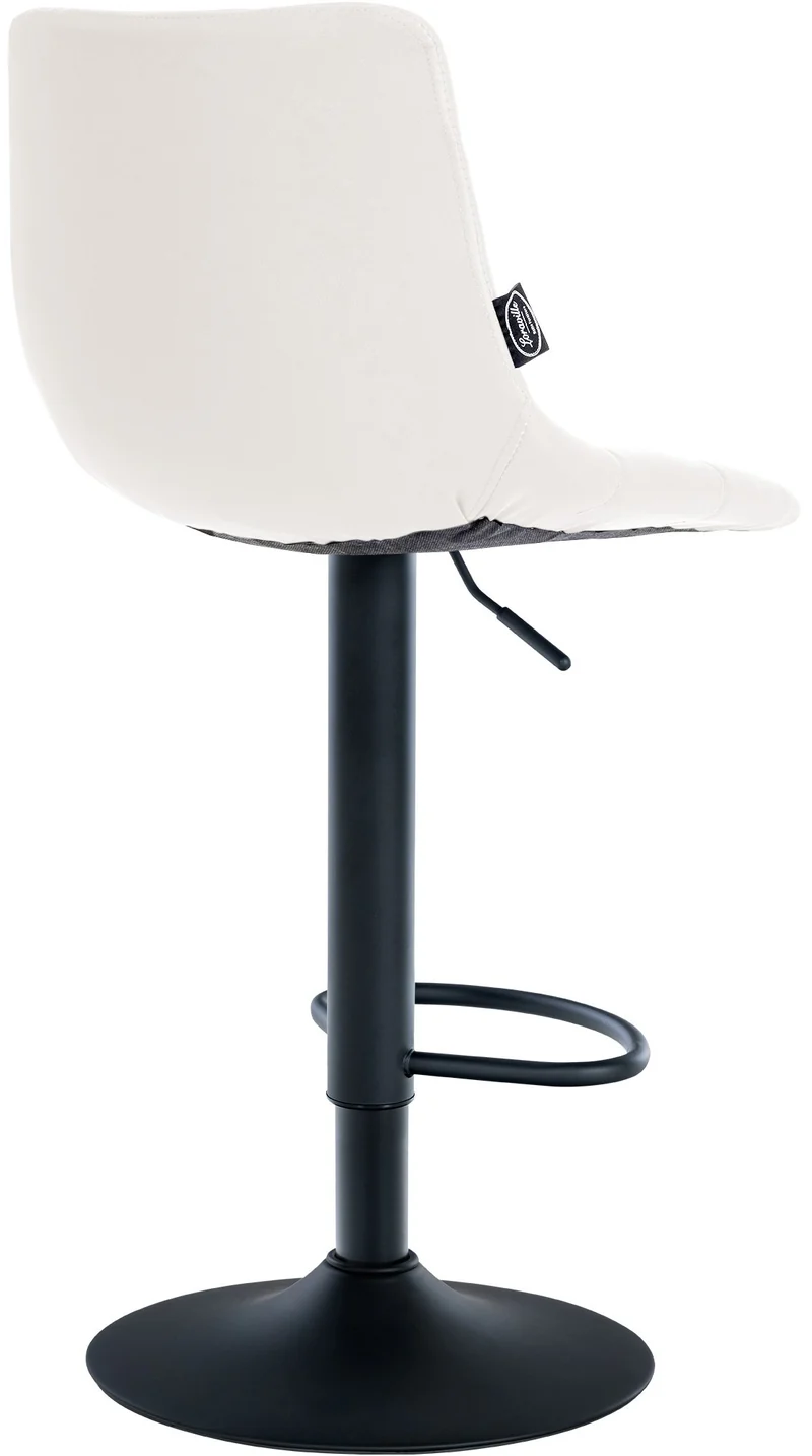 Tabouret de bar x1 moderne en PVC blanc motif matelassé piètement trompette métal noir 10_0005650