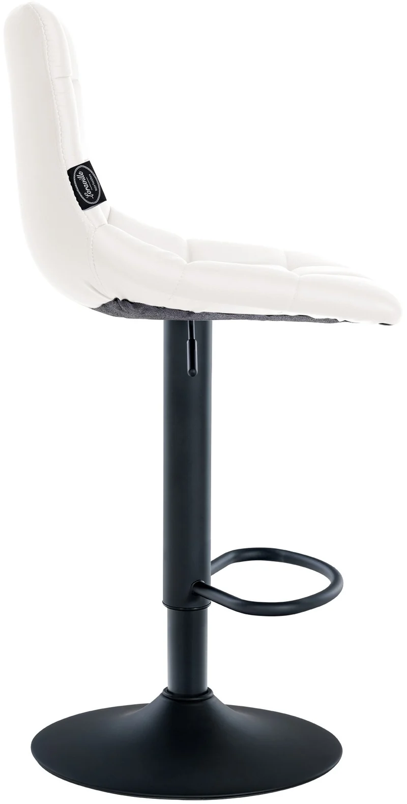 Tabouret de bar x1 moderne en PVC blanc motif matelassé piètement trompette métal noir 10_0005650