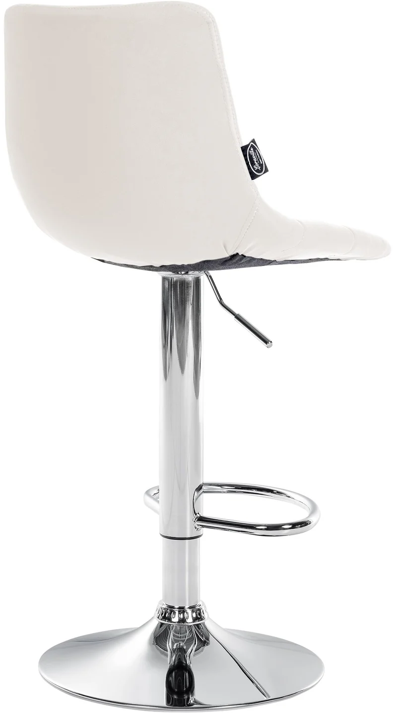 Tabouret de bar x1 moderne en PVC blanc motif matelassé piètement trompette métal chromé 10_0005647