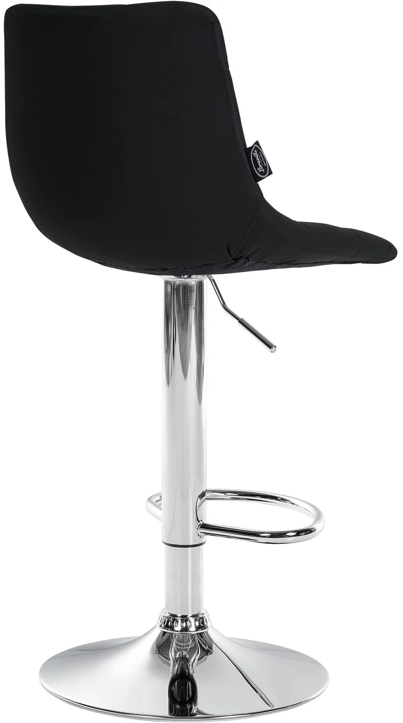 Tabouret de bar x1 moderne en PVC noir motif matelassé piètement trompette métal chromé 10_0005646