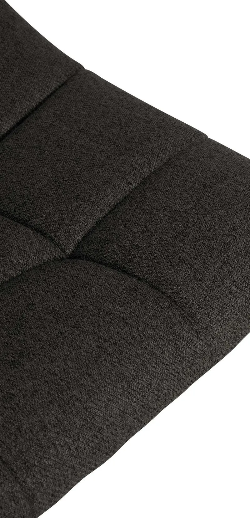 Tabouret de bar x1 moderne en tissu noir motif matelassé piètement trompette métal noir 10_0005643