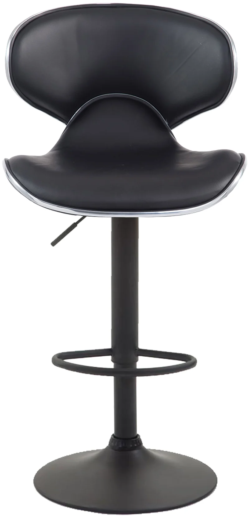 Tabouret de bar x1 sièges modernes aux lignes ondulées en PVC noir pied trompette métal noir 10_0005681