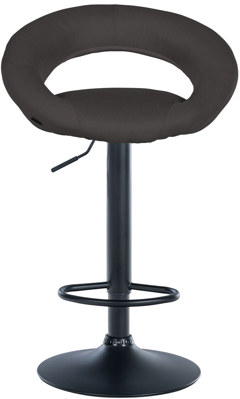 Lot de 2 tabourets de bar assise ronde et style contemporain en tissu gris foncé et métal noir 10_0006265