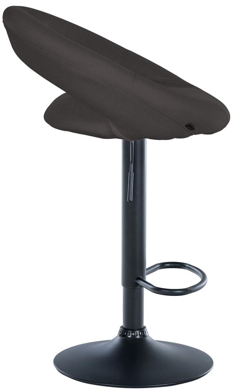Tabouret de bar x1 assise ronde et style contemporain en tissu gris foncé et métal noir 10_0005902