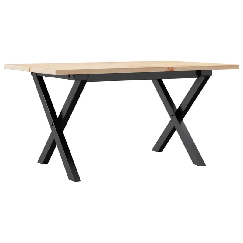 Table basse rectangulaire style industriel cadre en x 80 x 50 x 40 cm bois de pin et acier DEC036269