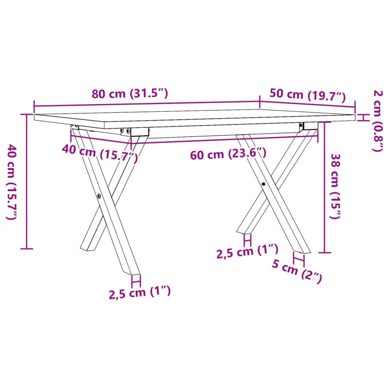 Table basse rectangulaire style industriel cadre en x 80 x 50 x 40 cm bois de pin et acier DEC036269