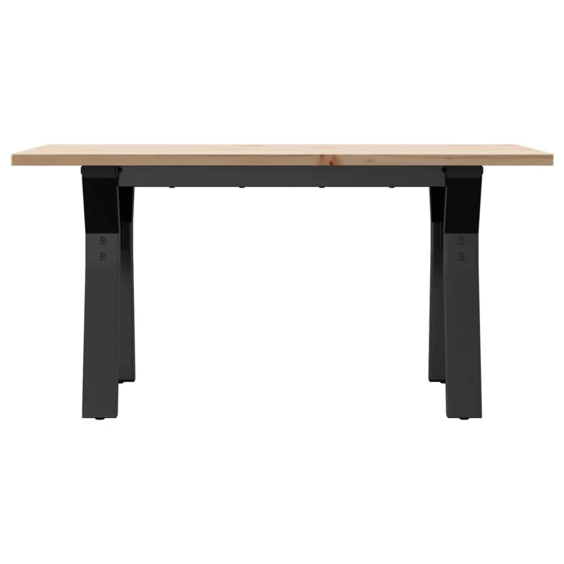 Table basse rectangulaire style industriel cadre en y 80 x 50 x 40 cm bois de pin et acier DEC036291