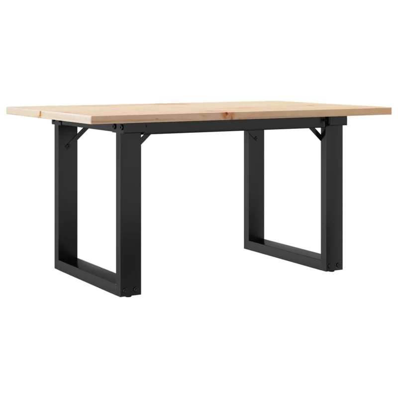 Table basse rectangulaire style industriel 80 x 50 x 40 cm bois de pin et acier DEC036247