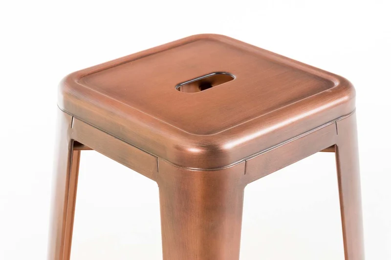Tabouret de bar empilable avec repose-pieds design industriel factory métal cuivré TDB10407
