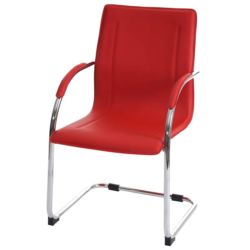 Ensemble de 6 chaises de salle à manger bureau visiteur en PVC rouge 04_0001975