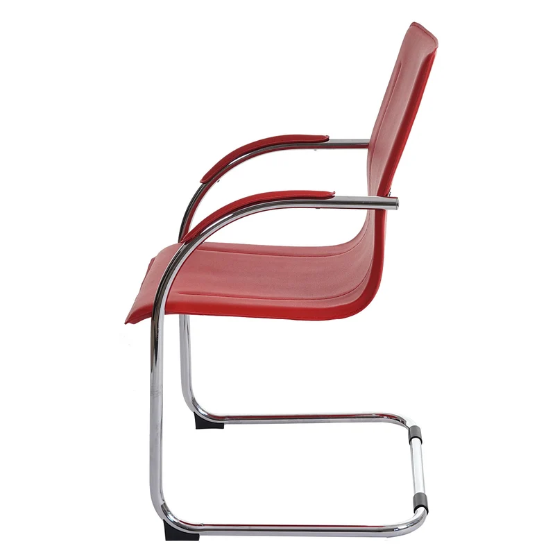 Ensemble de 6 chaises de salle à manger bureau visiteur en PVC rouge 04_0001975