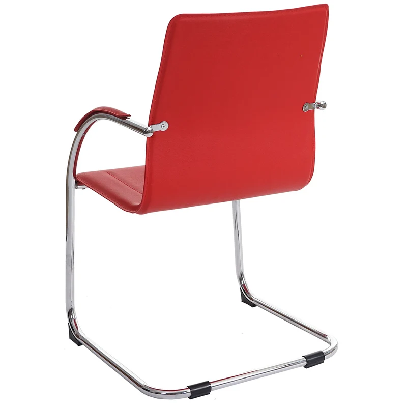 Ensemble de 6 chaises de salle à manger bureau visiteur en PVC rouge 04_0001975