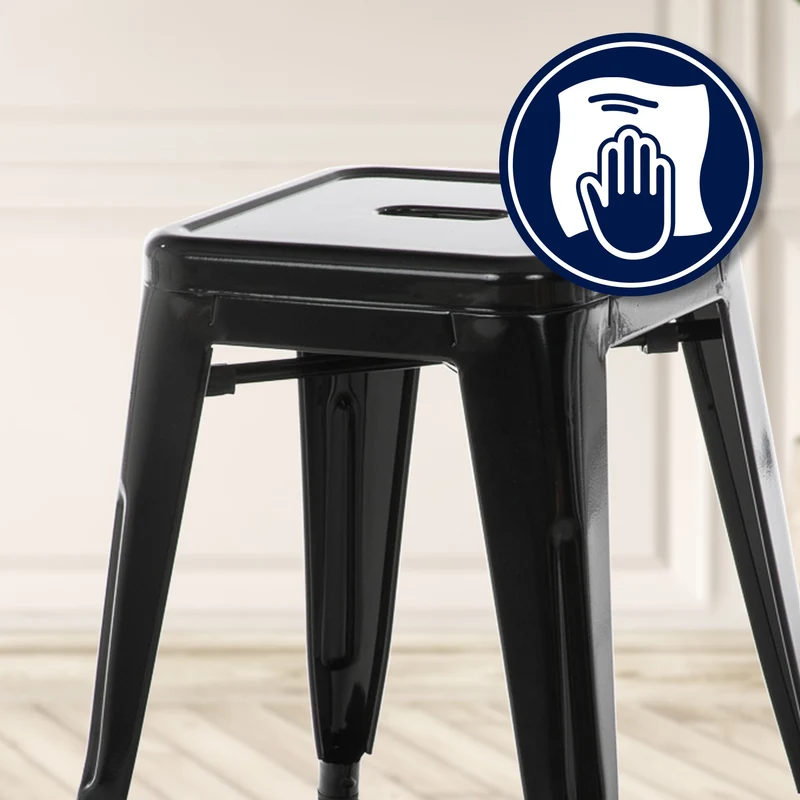 Tabouret hauteur 46 cm design industriel en métal noir 10_0005879