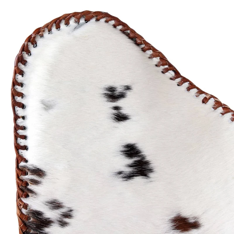 Fauteuil lounge design moderne papillon marron et blanc cuir de vache DEC026796