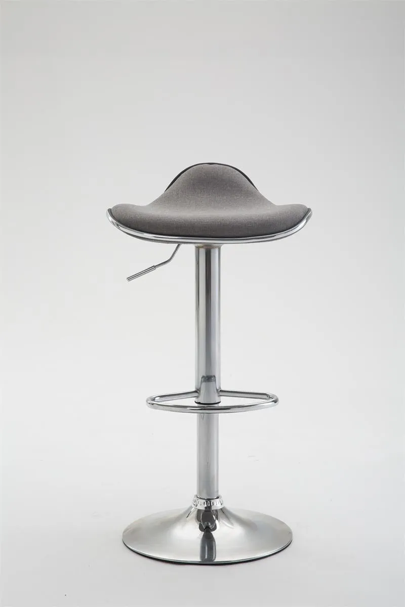 Tabouret de bar x1 assise ergonomique en tissu gris pied en trompette en métal chromé 10_0005748