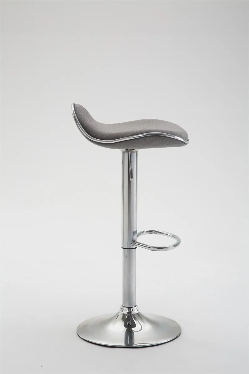 Tabouret de bar x1 assise ergonomique en tissu gris pied en trompette en métal chromé 10_0005748