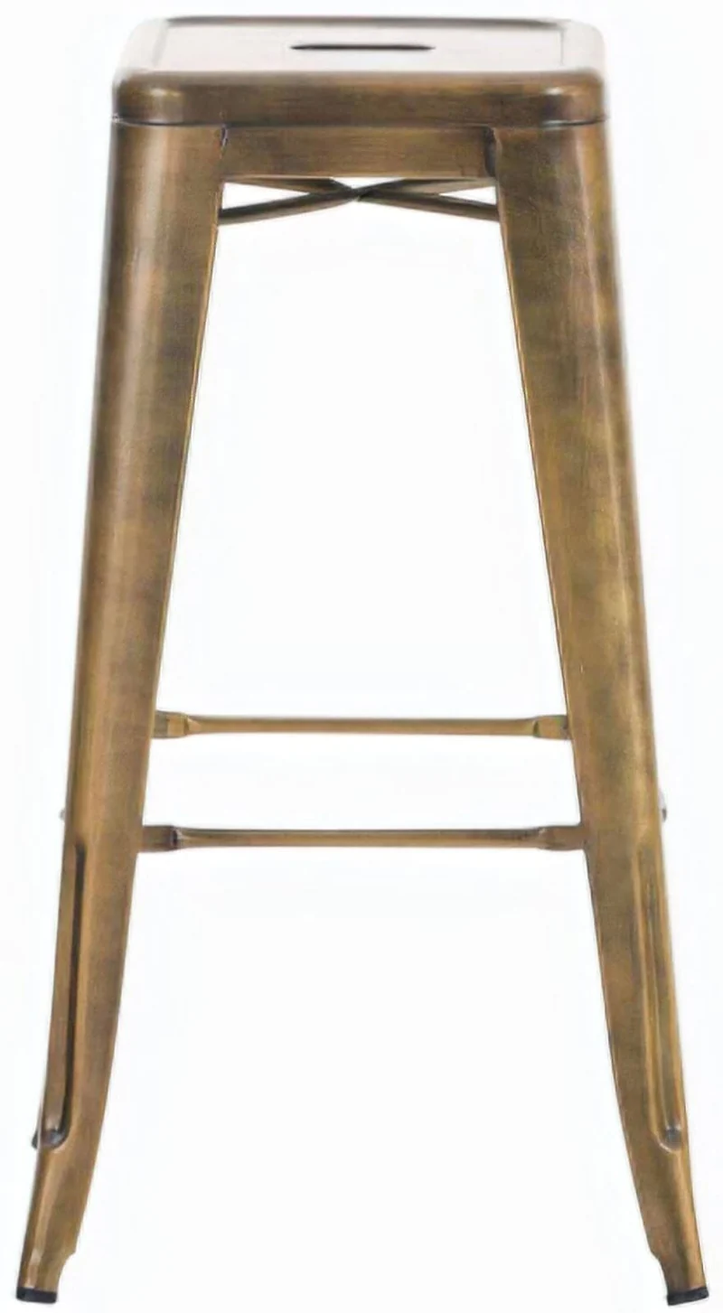 Lot de 2 tabourets de bar hauteur 76 cm design industriel structure robuste à quatre pieds métal doré 10_0005572