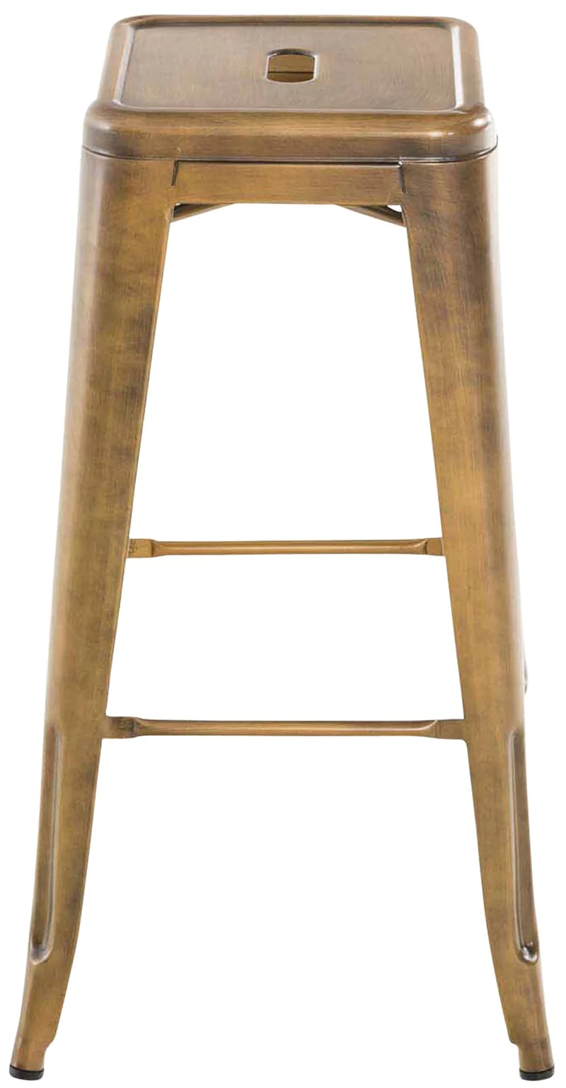 Lot de 2 tabourets de bar hauteur 76 cm design industriel structure robuste à quatre pieds métal doré 10_0005572