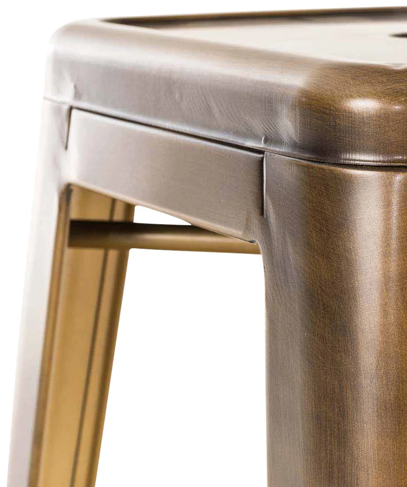 Lot de 2 tabourets de bar hauteur 76 cm design industriel structure robuste à quatre pieds métal doré 10_0005572