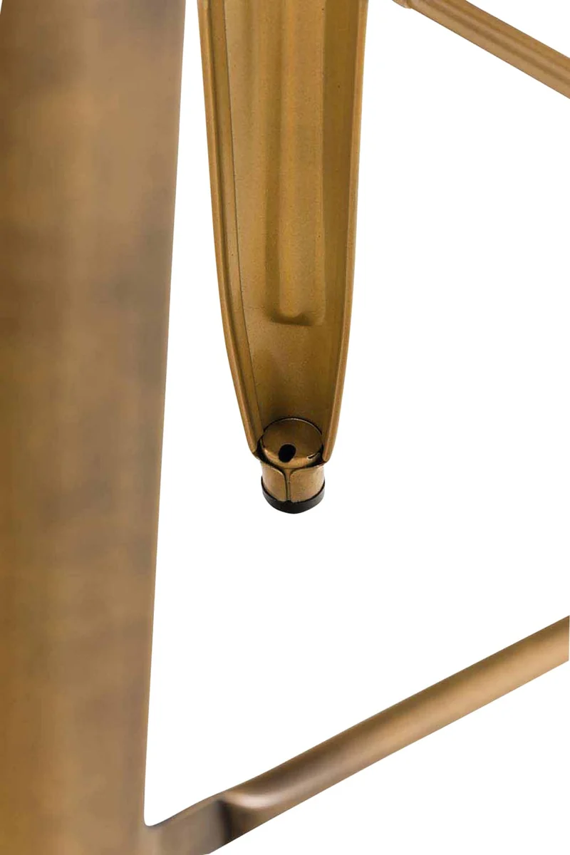 Lot de 2 tabourets de bar hauteur 76 cm design industriel structure robuste à quatre pieds métal doré 10_0005572