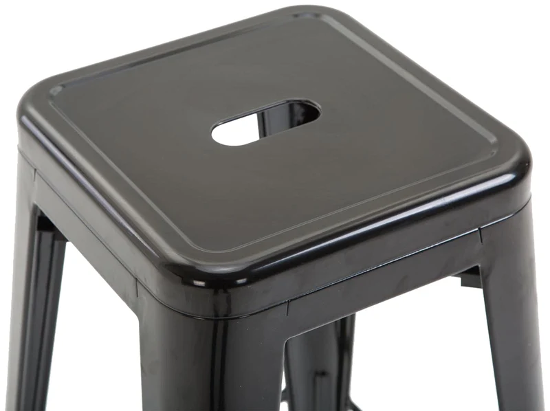 Lot de 2 tabourets de bar hauteur 76 cm design industriel structure robuste à quatre pieds métal noir 10_0005571