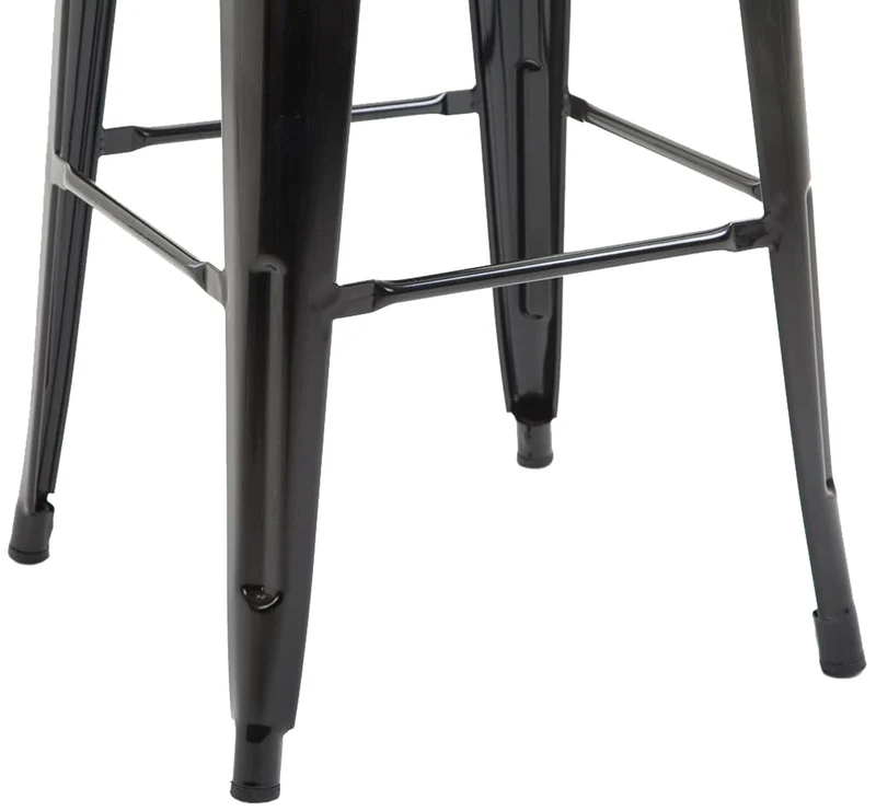 Lot de 2 tabourets de bar hauteur 76 cm design industriel structure robuste à quatre pieds métal noir 10_0005571