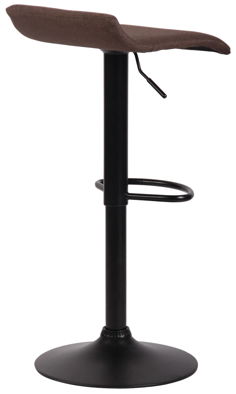Tabouret de bar x1 design minimaliste hauteur réglable repose-pieds en tissu marron et métal noir 10_0005934
