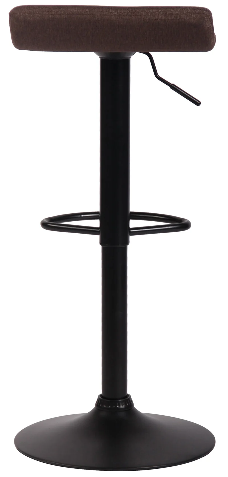 Tabouret de bar x1 design minimaliste hauteur réglable repose-pieds en tissu marron et métal noir 10_0005934