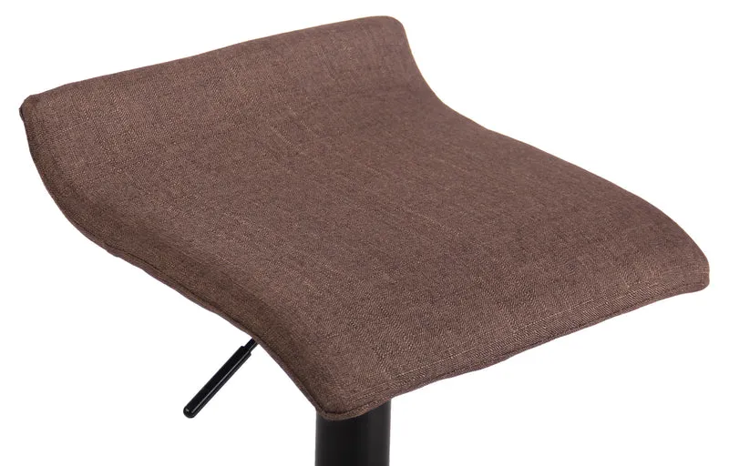 Tabouret de bar x1 design minimaliste hauteur réglable repose-pieds en tissu marron et métal noir 10_0005934
