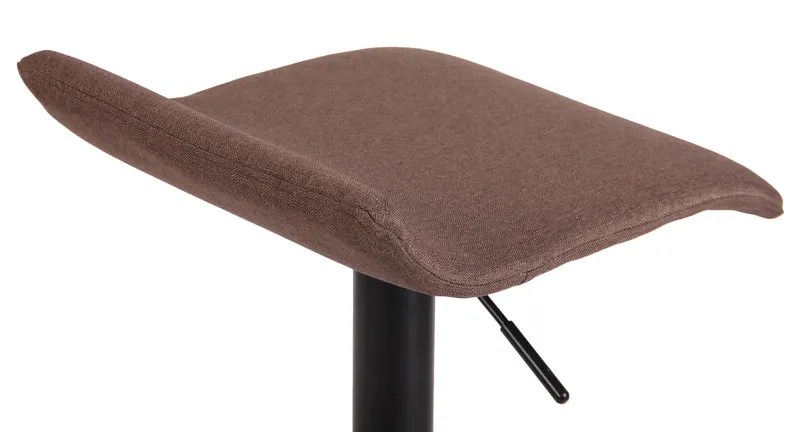 Tabouret de bar x1 design minimaliste hauteur réglable repose-pieds en tissu marron et métal noir 10_0005934