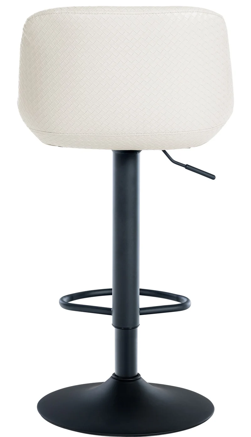 Tabouret de bar x1 rotation à 360°en PVC crème pieds en trompette métal noir 10_0006382