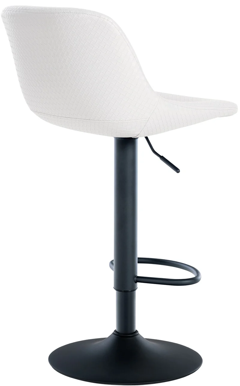 Tabouret de bar x1 rotation à 360°en PVC blanc pieds en trompette métal noir 10_0006381