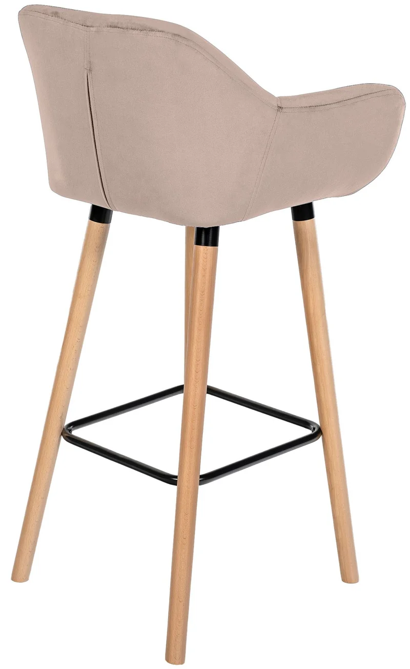 Lot de 2 tabourets de bar design scandinave en velours gris clair cadre en bois repose-pieds en métal 10_0006450